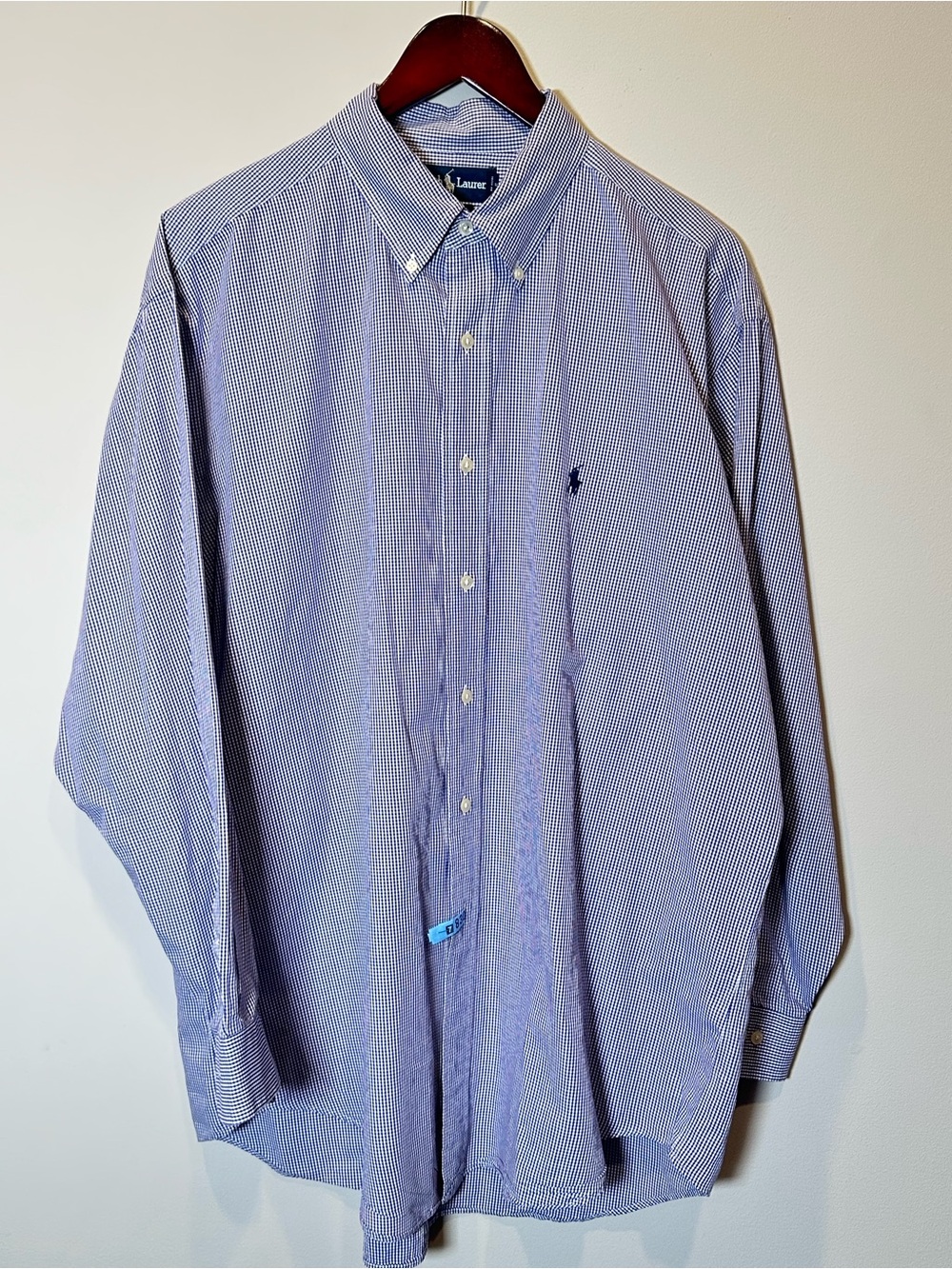 Ralph Lauren Blue Micro-Check Button-Down Dress Shirt